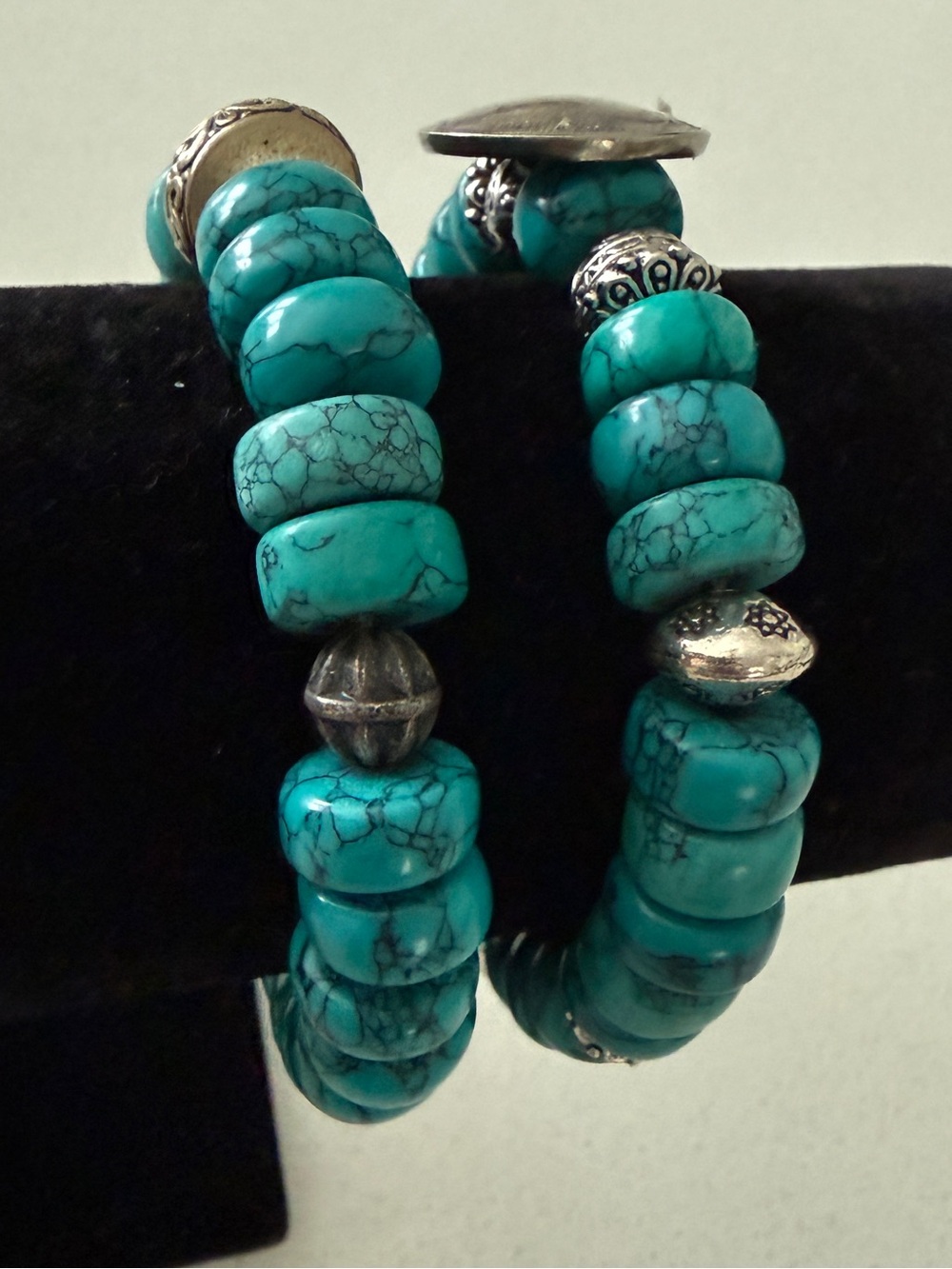 Buffalo Nickel Charm Bead Stretch Bracelet - Picture 3 of 5